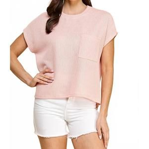 NEW LES AMIS norie textured pocket tee in salmon